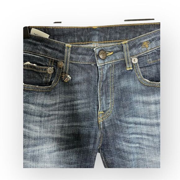 R13 Jeans Indigo Kate Skinny Angled Hem Fray-Howell Dark Wash Denim Size 28 - Picture 8 of 15